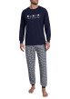 Thumbnail Pyjama long marine imprimé avec une coupe droite et un col rond