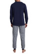 Thumbnail Pyjama long marine imprimé avec une coupe droite et un col rond - Image 2