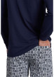 Thumbnail Pyjama long marine imprimé avec une coupe droite et un col rond - Image 3