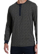 Thumbnail Pyjama long marine tacheté avec une coupe droite et un col tunisien - Image 3