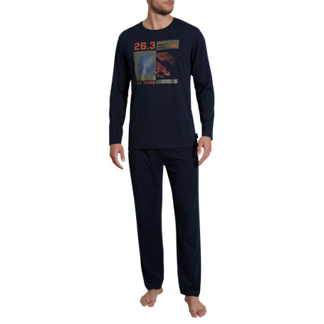 Pyjama long marine imprimé avec une coupe...