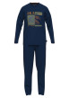 Thumbnail Pyjama long marine imprimé avec une coupe droite et un col rond - Image 3