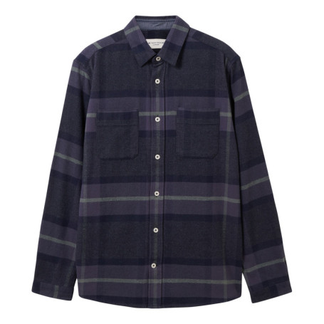 Chemise en coton marine tartan coupe regular et...