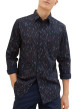 Thumbnail Chemise en coton marine imprimé coupe regular fit col français - Image 2