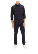 Thumbnail Chemise en coton marine imprimé coupe regular fit col français - Image 3
