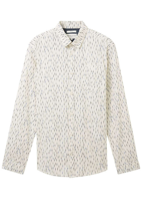 Chemise en coton blanc imprimé avec une coupe regular fit col français