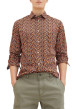 Thumbnail Chemise en coton marine imprimé coupe regular fit avec un col français - Image 2