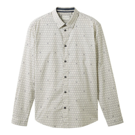 Chemise en coton blanc imprimé géométrique avec...