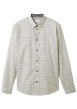 Thumbnail Chemise en coton blanc imprimé géométrique avec col français et coupe droite
