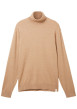 Thumbnail Pull beige chiné avec une coupe droite un col roulé et à manches longues