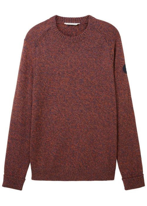 Pull en coton bordeaux uni avec une coupe droite et un col rond