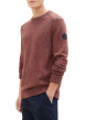 Thumbnail Pull en coton bordeaux uni avec une coupe droite et un col rond - Image 2