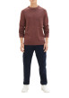 Thumbnail Pull en coton bordeaux uni avec une coupe droite et un col rond - Image 3