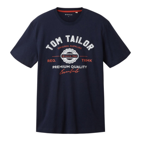 T-shirt en coton marine uni coupe droite avec...