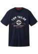 Thumbnail T-shirt en coton marine uni coupe droite avec un col rond et des inscriptions
