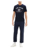 Thumbnail T-shirt en coton marine uni coupe droite avec un col rond et des inscriptions - Image 3