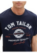 Thumbnail T-shirt en coton marine uni coupe droite avec un col rond et des inscriptions - Image 5