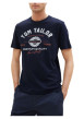 Thumbnail T-shirt en coton marine uni coupe droite avec un col rond et des inscriptions - Image 6
