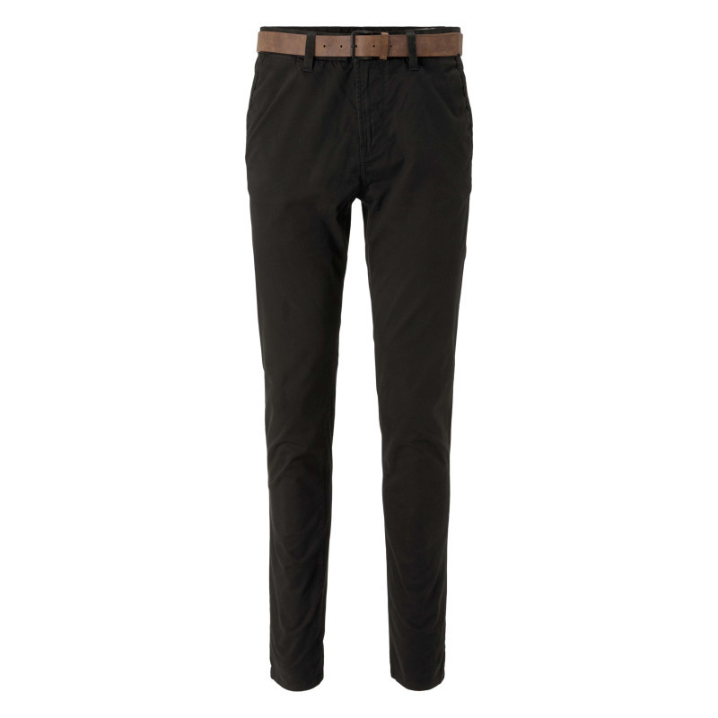 Tom Tailor - Pantalon Chino En Coton Noir Uni Avec Une Coupe Slim Et Poches Latérales - Noir