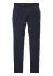 Thumbnail Pantalon en coton marine avec une ceinture à la taille et une coupe slim
