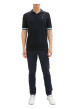 Thumbnail Pantalon en coton marine avec une ceinture à la taille et une coupe slim - Image 3