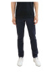 Thumbnail Pantalon en coton marine avec une ceinture à la taille et une coupe slim - Image 4