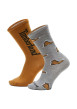 Thumbnail Chaussettes hautes camel et grise imprimées avec une coupe haute - Image 4
