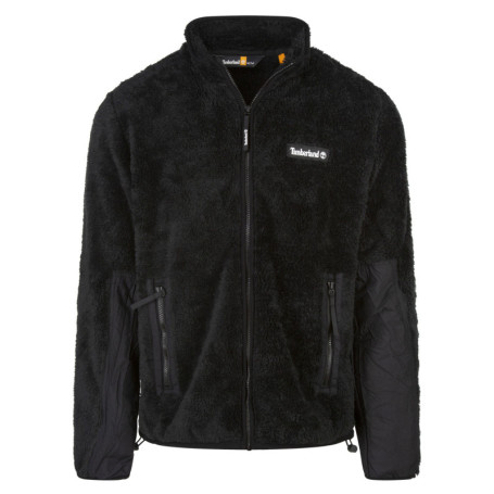 Sweat zippé noir uni en fausse fourrure avec...