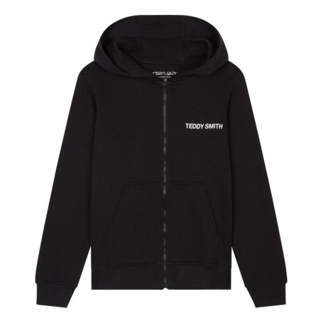 Sweat zippé à capuche en coton noir uni avec...
