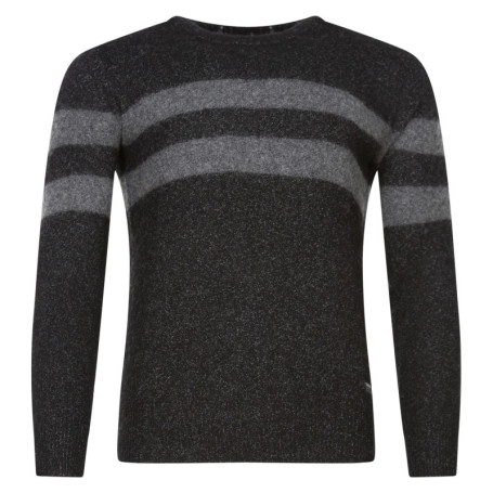 Pull en laine mélangée noir chiné avec une...