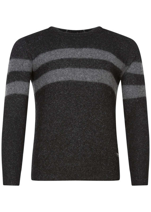 Pull en laine mélangée noir chiné avec une coupe droite et un col rond