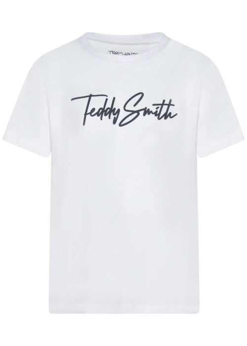T-shirt en coton blanc uni avec une coupe droite et un col rond