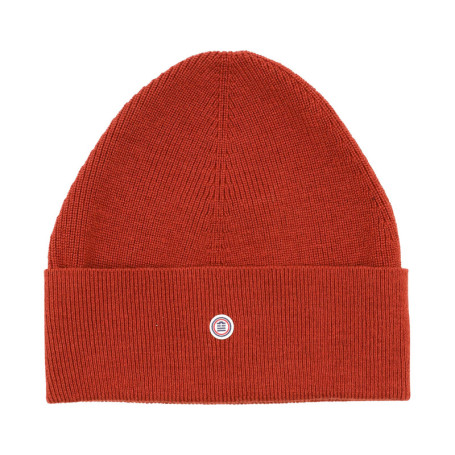 Bonnet en coton rouille uni à revers avec logo...