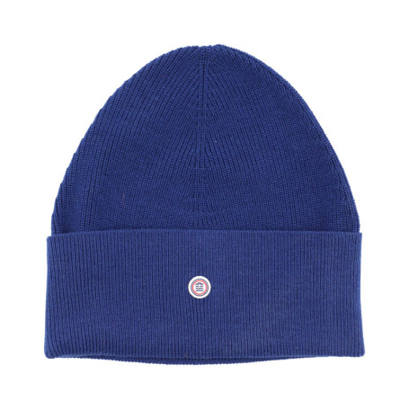 Bonnet en coton bleu uni à revers avec logo de...
