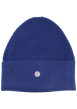 Thumbnail Bonnet en coton bleu uni à revers avec logo de la marque au centre