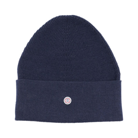 Bonnet en coton marine uni à revers avec logo...