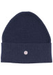 Thumbnail Bonnet en coton marine uni à revers avec logo de la marque au centre