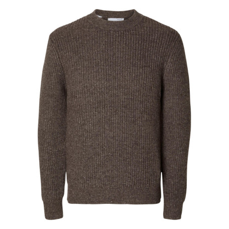 Pull chocolat uni avec une coupe droite et un...