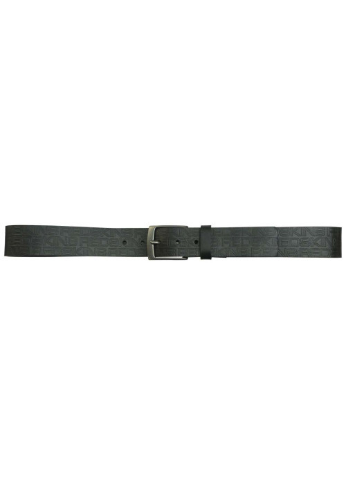 Ceinture noire imprimée avec une fermeture à boucle de couleur argentée