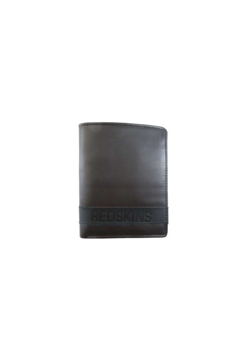 Portefeuille marron uni avec patch noir et logo de la marque inscrit