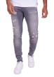 Thumbnail Jean gris en coton effet délavé avec une coupe slim et une taille intermédiaire - Image 2