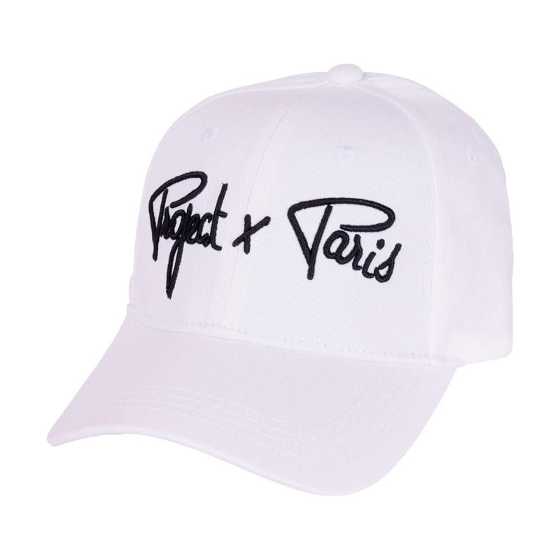 Project X - Casquette Blanche Unie En Coton à Visière Courbée Et Logo Brodé En Noir - Blanche
