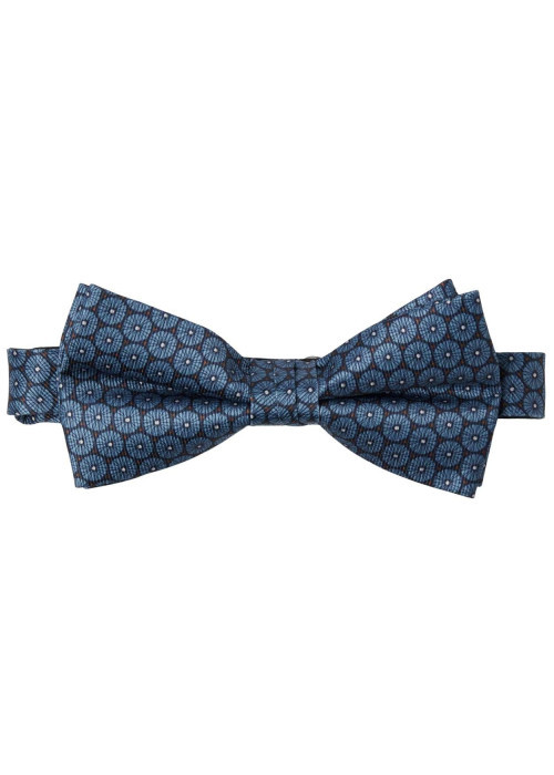 Noeud-papillon marine avec un imprimé ronds bleus et tissu en bord côte