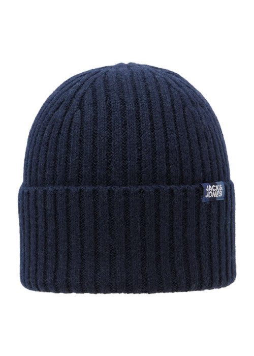 Bonnet marine uni avec une étiquette d'authentification à l'avant