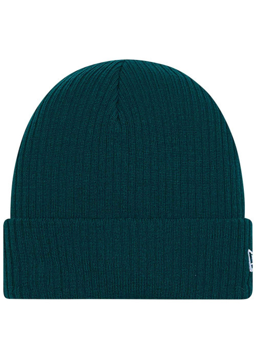 Bonnet à revers vert sapin avec un logo brodé sur le côté gauche
