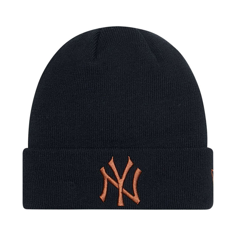 New Era - Bonnet New York Yankees League Essential Noir Et Bronze Avec Un Revers - Noir