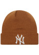 Thumbnail Bonnet rouille uni côtelé avec NY en blanc brodé sur le revers
