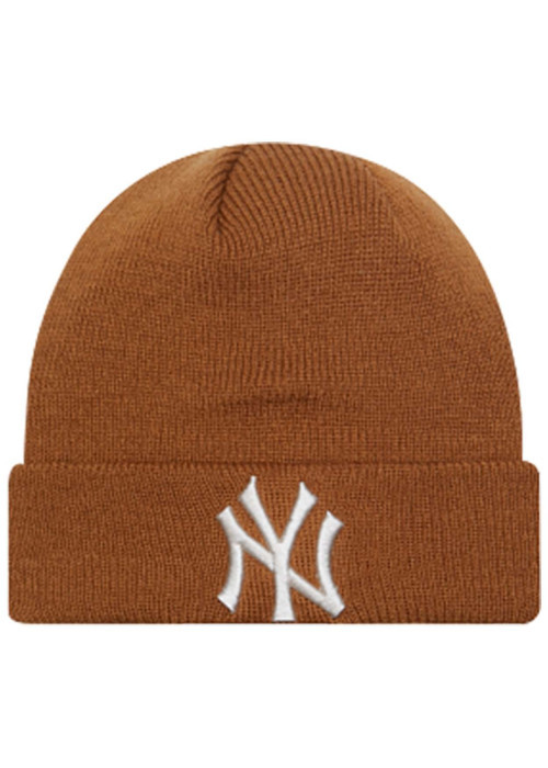 Bonnet rouille uni côtelé avec NY en blanc brodé sur le revers