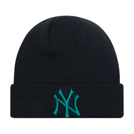 Bonnet noir uni côtelé avec NY en bleu brodé...