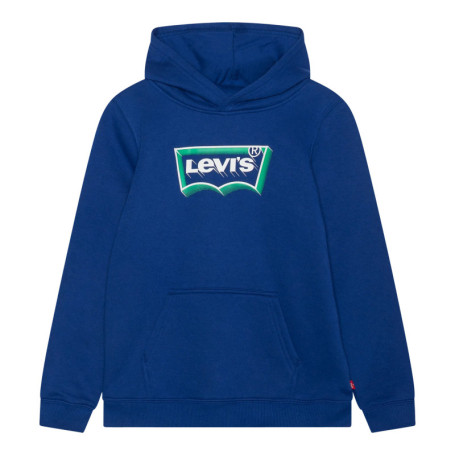 Sweat à capuche bleu uni avec logo de la marque...